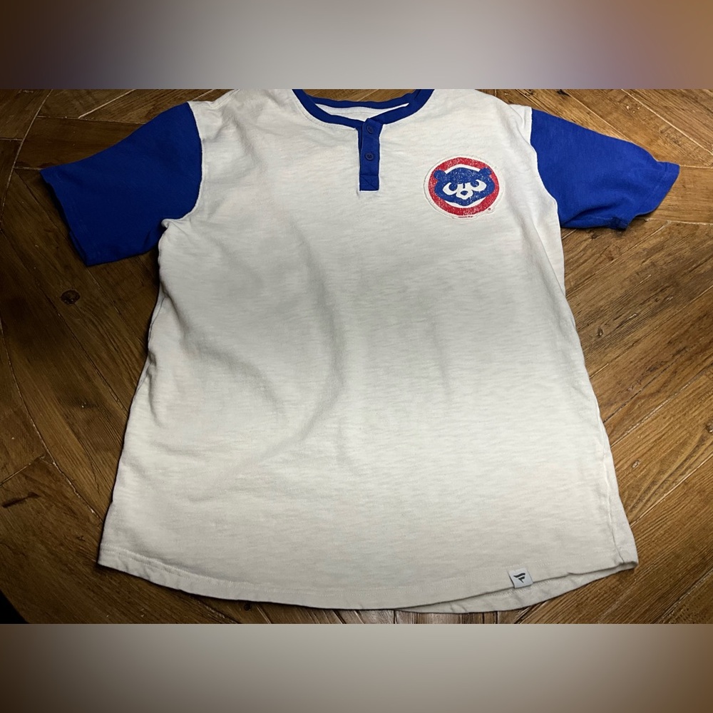 Men's Chicago Cubs Fanatics Cream/Royal True Classics Henley T-Shirt - size XL